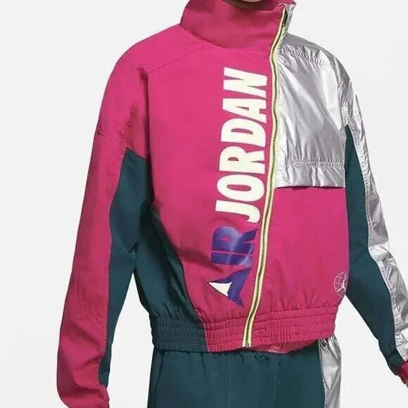 NEW Size L Womens Nike Pink/Silver Jordan Winter Utility Jacket C6497-674 logo